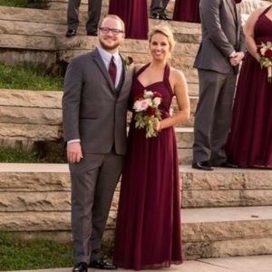 Wine colored bridesmaid dress